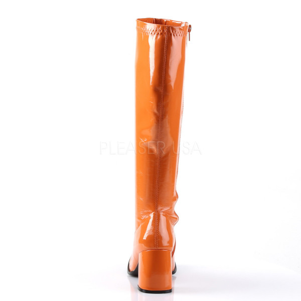 GOGO-300 - 3" Block Heel Gogo Boots, Orange, Side Zip — image 4 of 4