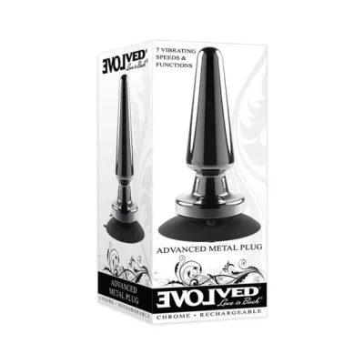 Butt Plugs Evolved Advanced Metal Plug Rechargeable Vibrating Chrome Anal Plug With Suction Cup Base Black