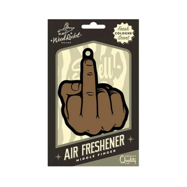 Games & Novelty: Wood Rocket Air Freshener Middle Finger Peach