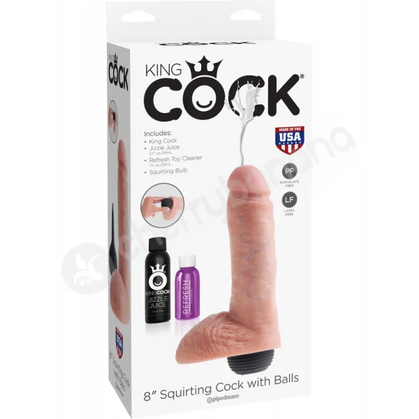 King Cock Flesh 8'' Squirting Cock With Balls
