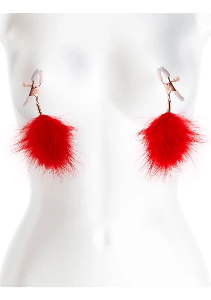 Bound Adjustable F1 Feather Nipple Clamps by NS Novelties - Rose Gold & Pink