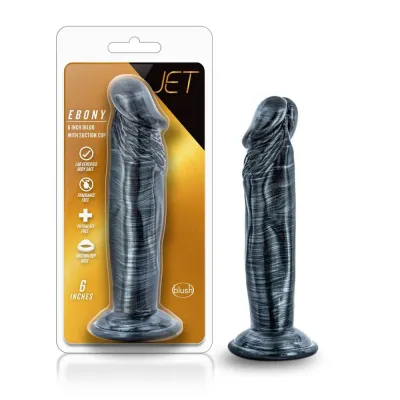 Jet Ebony 6 Inch Dildo Carbon Metallic Black