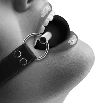 Black White Solid Ball Gag