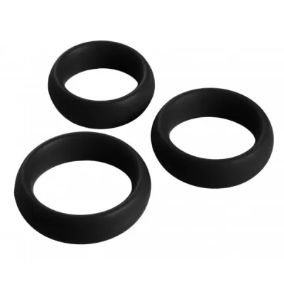 3 Piece Silicone C Ring Set Black