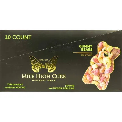 Mile High Cure Hemp Gummy Bears 500 Mg 10 Count Display