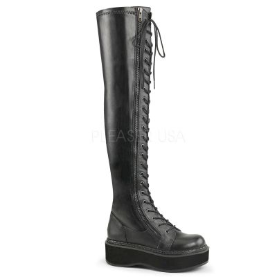 2 inches PF STR Thigh High Lace Up Boot W Outer Metal Zipper