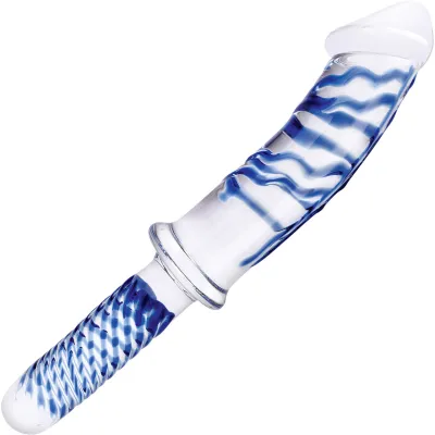 Glas 11 Realistic Double Ended Glass Dildo Clear Blue