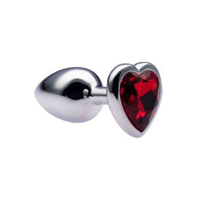 Kink Range Alloy Love Heart Gemmed Butt Plug 2 7 Inch Red Small