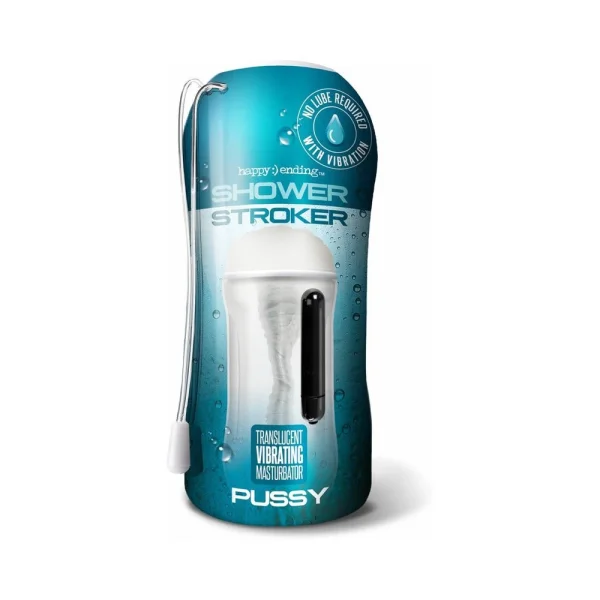 Happy Ending Self-lubricating, Vibrating Shower Stroker - Pussy