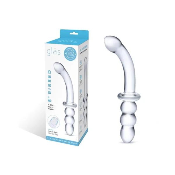 8"  Ribbed G-spot Glass Dildo — image 5 of 13