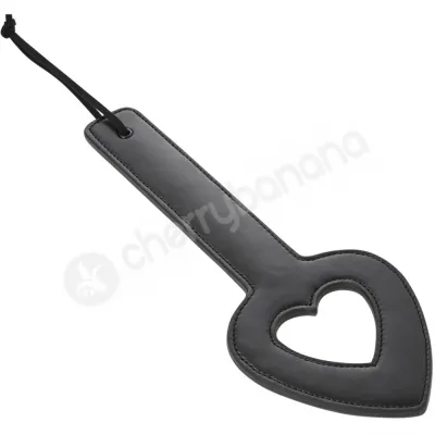 Sex Mischief Black 11 5 Shadow Heart Paddle With Wrist Strap