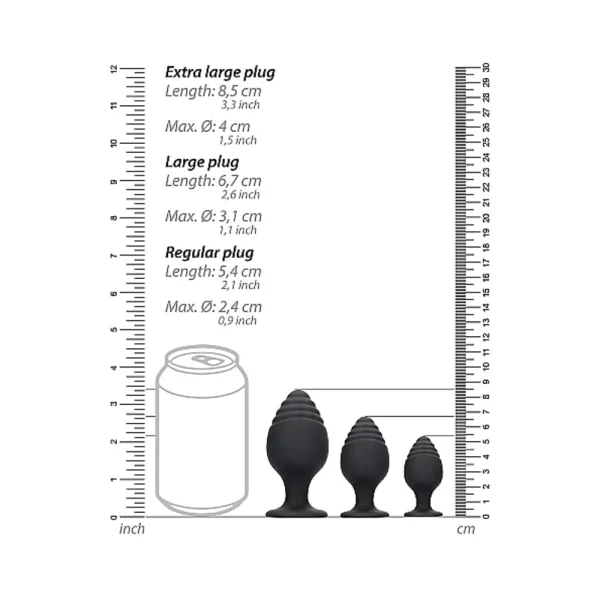 Ouch Rippled Butt Plug Set Black — image 15 of 17