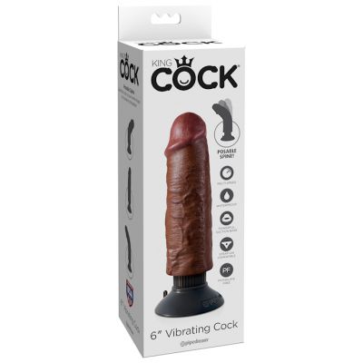 King Cock 6 Inch Vibrating Cock Brown 6 Inch