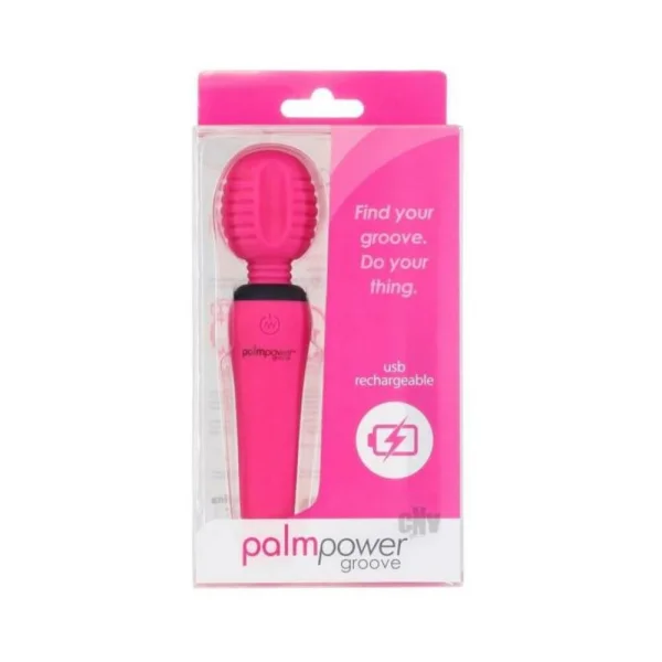 Personal Massagers: Palmpower Groove Rechargeable Silicone Mini Wand Massager Fuchsia