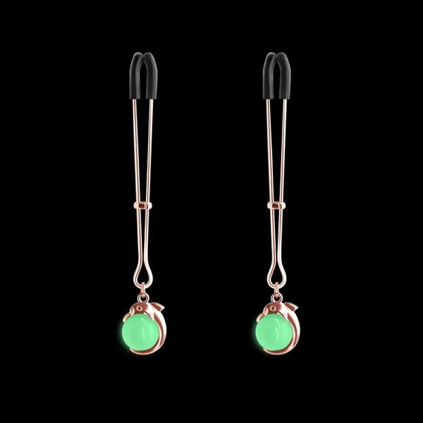 Bound Adjustable G1 Glow In The Dark Nipple Clamps by NS Novelties - Rose Gold