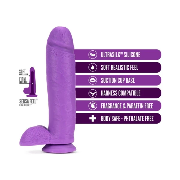 Neo Elite - 10-inch Silicone Dual-density Cock With Balls - Neon Purple