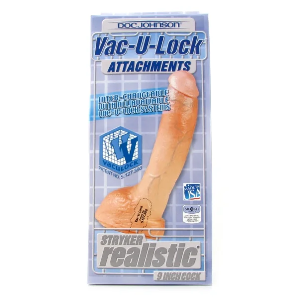 Vac-U-Lock Realistic Stryker 9" Dildo for Harnesses | Strap On Dildos