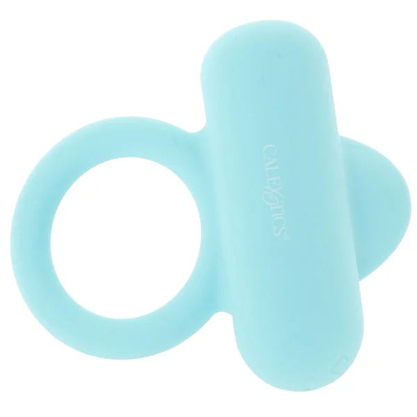 Silicone Rechargeable Nubby Lover's Delight Vibrating Cock Ring By CalExotics - Teal