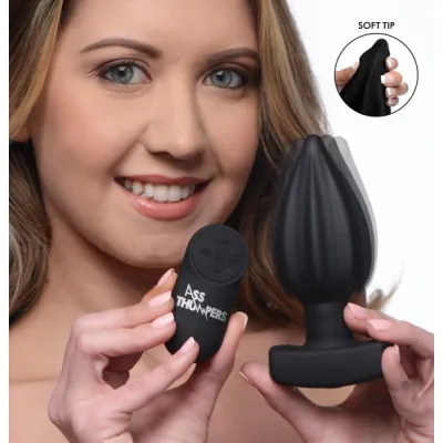 The Assterisk 10x Ribbed Silicone Remote Control Vibrating Butt Plug