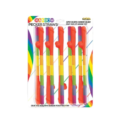 Rainbow Pecker Straws 10 Pack