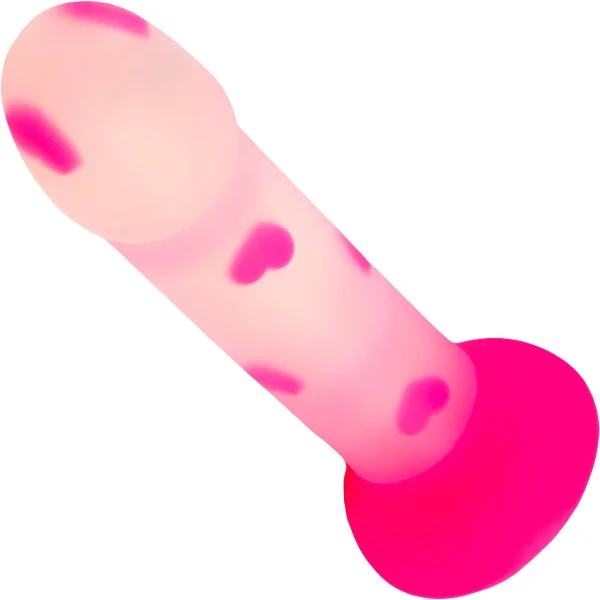 Sweet Sex Sweet  Heart 7" Silicone Suction Cup Dildo - Pink & White