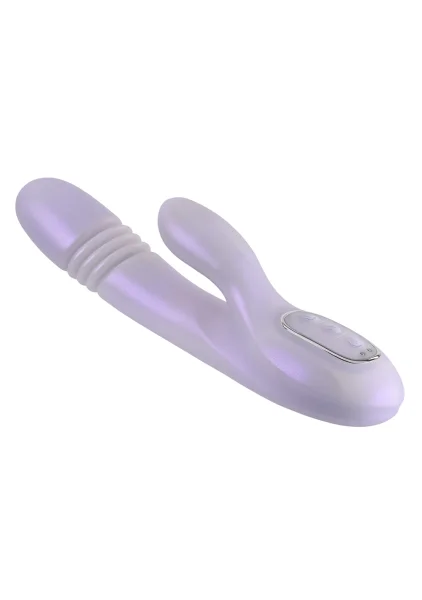 Playboy Pleasure Bumping Bunny Warming Rechargeable Silicone Thrusting Rabbit Vibrator - Lavender