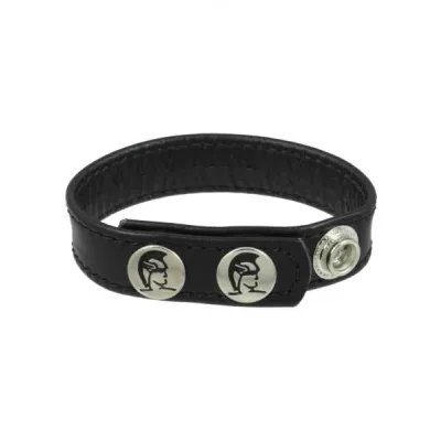 Plain Joe Sewn Leather Cock Ring with Snaps Black