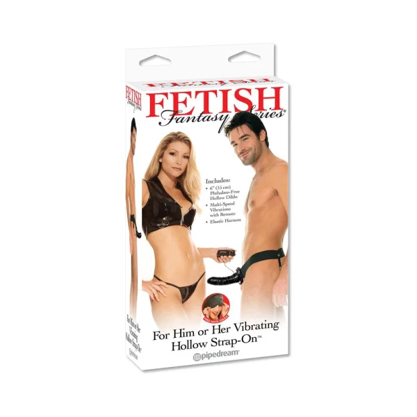 Fetish Fantasy For Him Or Her Vibrating Hollow Strap On Black