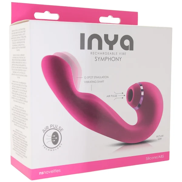 Inya Symphony Rechargeable Silicone Pressure Wave Clitoral Stimulator & G-Spot Vibrator - Pink