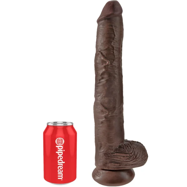 King Cock 14" Suction Cup Dildo With Balls - Chocolate