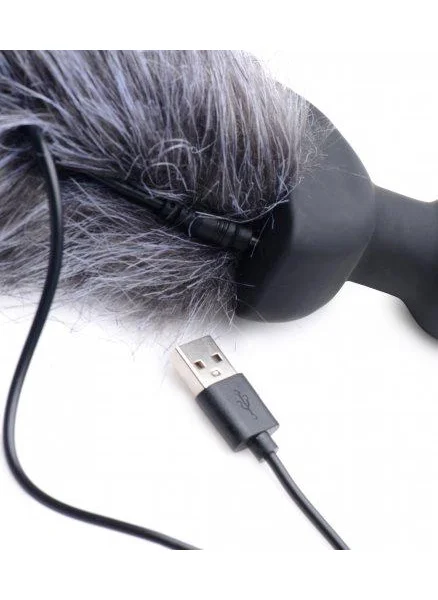Gray Remote Control Vibrating Fox Tail Anal Plug — image 7 of 8