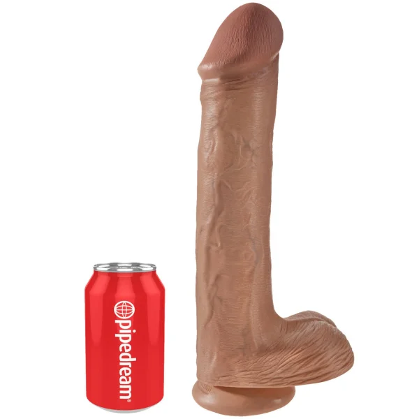 King Cock 13" Suction Cup Dildo With Balls - Caramel