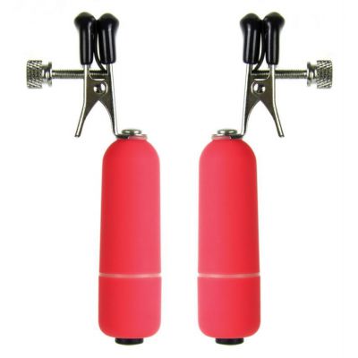 Vibrating Nipple Clamps Red