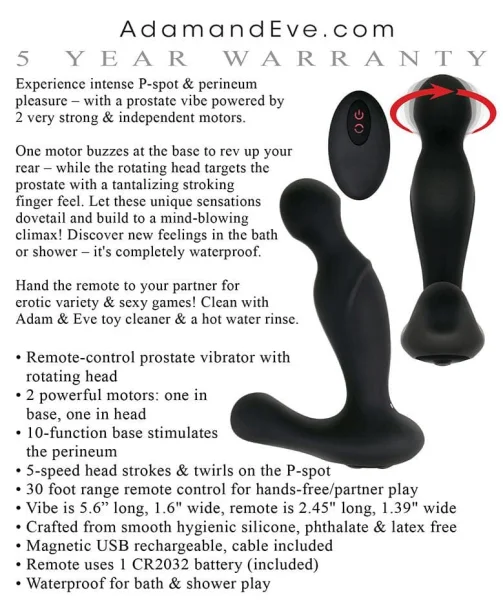 Anal Vibrator - Adam's Rotating P-Spot Massager