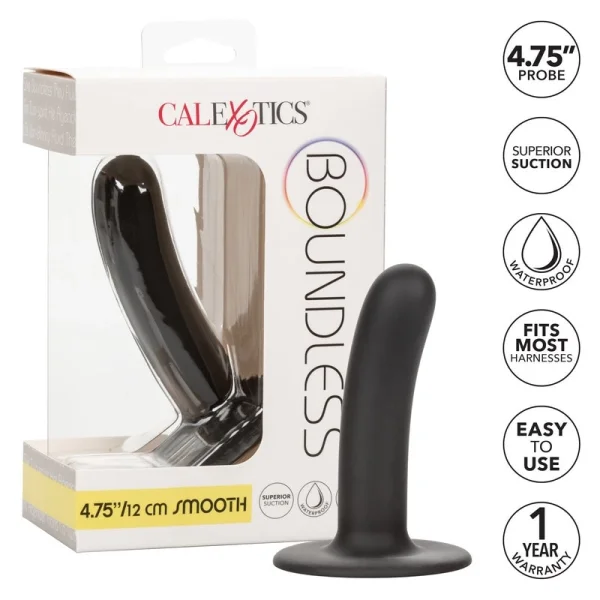 Boundless 4.75" Smooth Silicone Suction Cup Dildo By CalExotics - Black — image 13 of 14