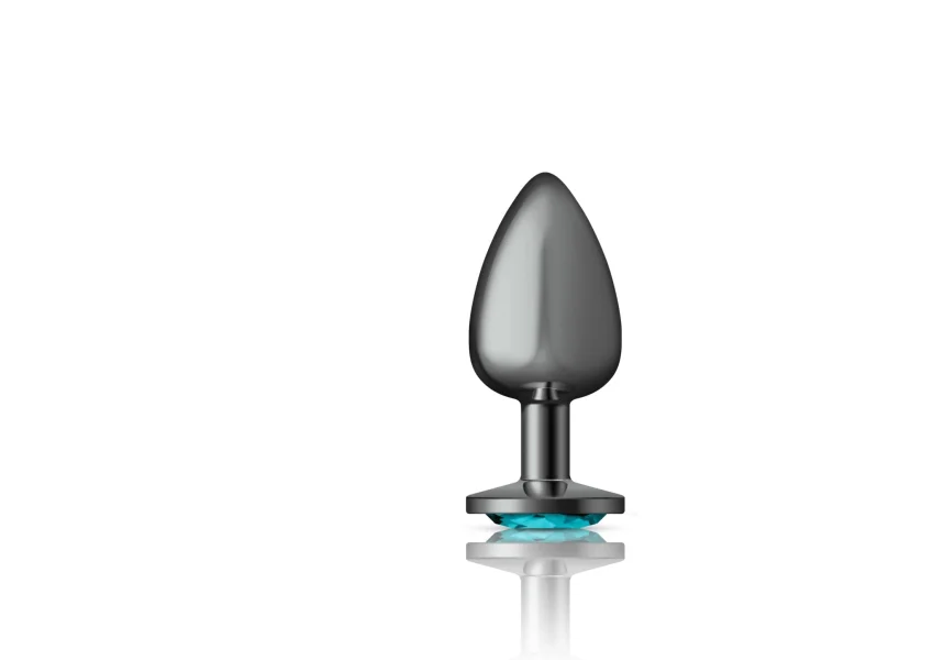 Cheeky Charms - Gunmetal Metal Butt Plug - Round - Teal - Large