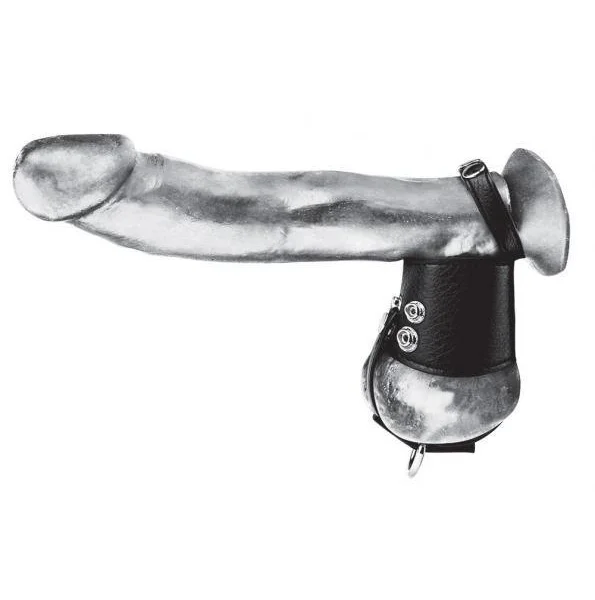 C & Ball Gear Cock Ring with Ball Stretcher 2 inches Black
