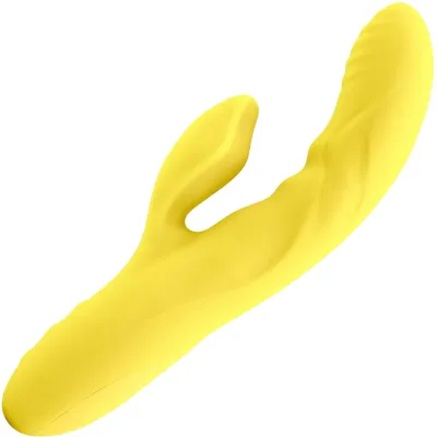 Nubii Kiah 17 3 Function Rabbit Rechargeable Silicone Dual Stim Vibrator By Nu Sensuelle Yellow