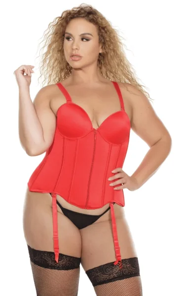 Plus Size Stretch Satin Zip-Up Bustier — image 9 of 10