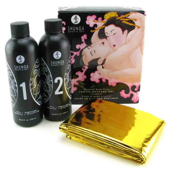 Shunga Oriental Body Slide - Sparkling Strawberry Wine - Two 7.6 fl oz Bottles