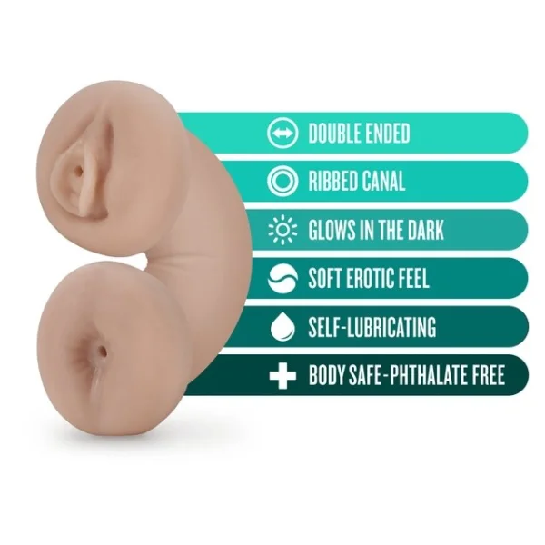 M For Men - Soft And Wet - Double Trouble Glow-in-the-dark Stroker - Vanilla