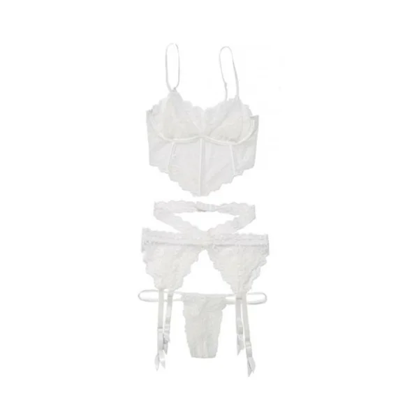 Bra, Garterbelt, And G-string White Os Hanging