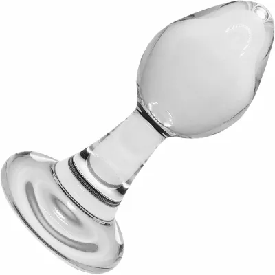 Naked Short Stem Medium Bulb Clear Glass Butt Plug By Crystal Delights