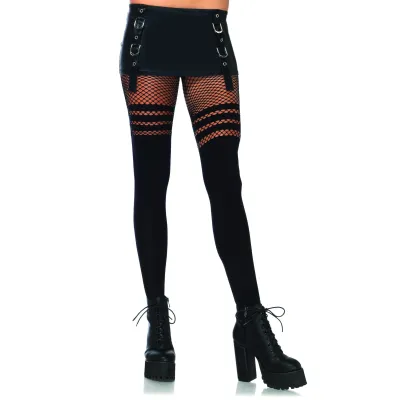 Opaque Faux Thigh High Pantyhose One Size