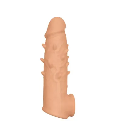 Natural Realskin Spiked Vibrating Penis Xtender White