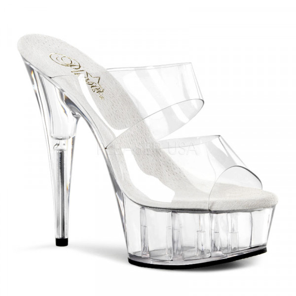 DELIGHT-602 - 6" Stiletto Heel Two-Band PF Slide