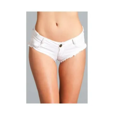 Sexy Costumes Sexy Cut Off Low Waist Booty Denim Shorts White Small