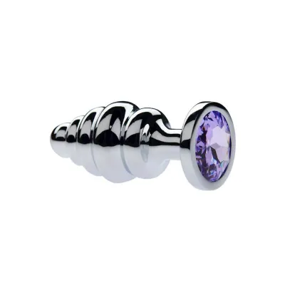 Kink Range Alloy Gemmed Butt Plug 3 2 Inch Purple Medium