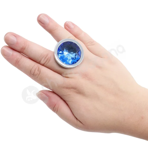 Hidden Treasures Silver & Blue Ribbed Gem 2.9" Butt Plug