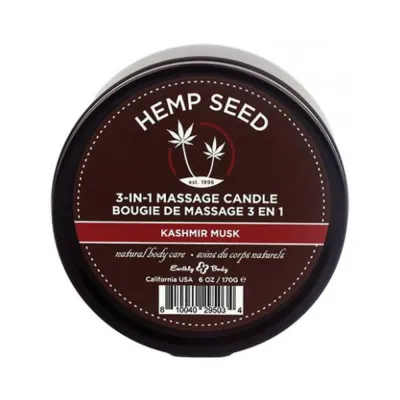 Earthly Body Hemp Seed 3 in 1 Massage Candle Kashmir Musk 6 Oz